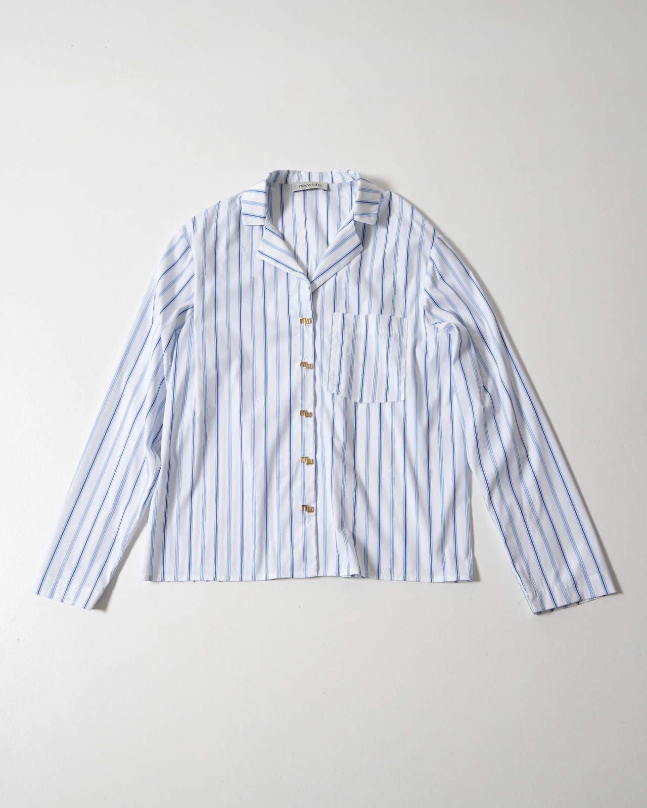 LONG SLEEVE SHIRT WITH STRIPES - milkwhite